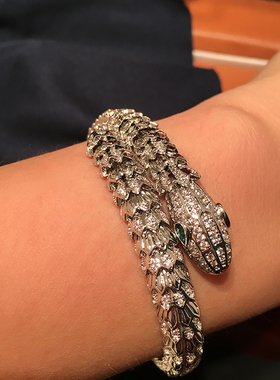 欧美风单圈弹力蛇头开口戒指手环