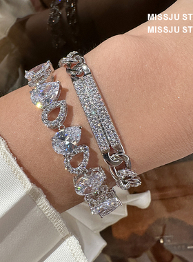 琚小姐锁链链条镶钻手链女