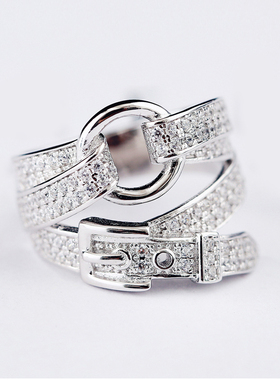 韩国简约潮人镶钻食指女锆石戒指