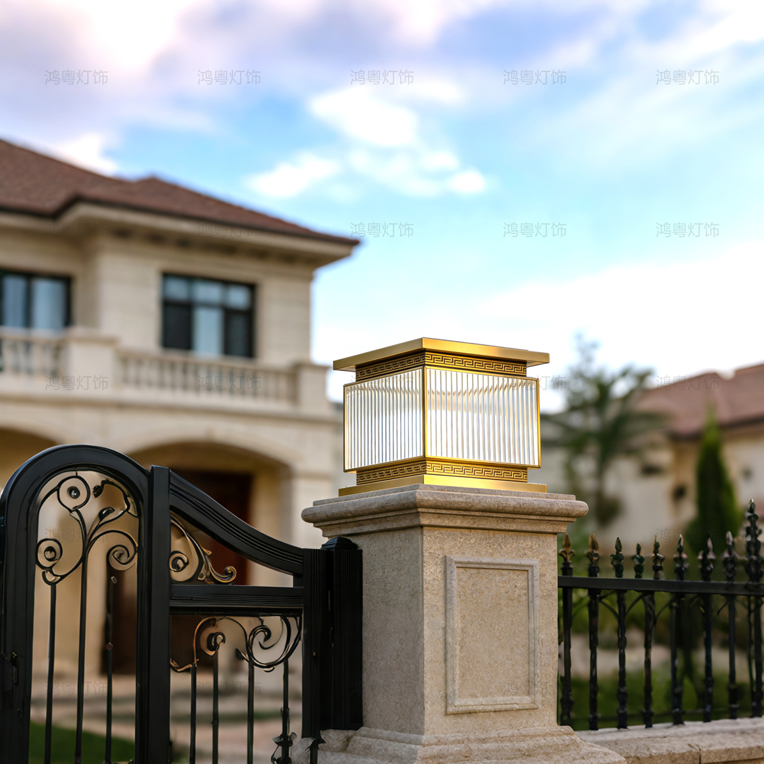 All-Copper Outdoor Waterproof Solar Gate Post Lamp