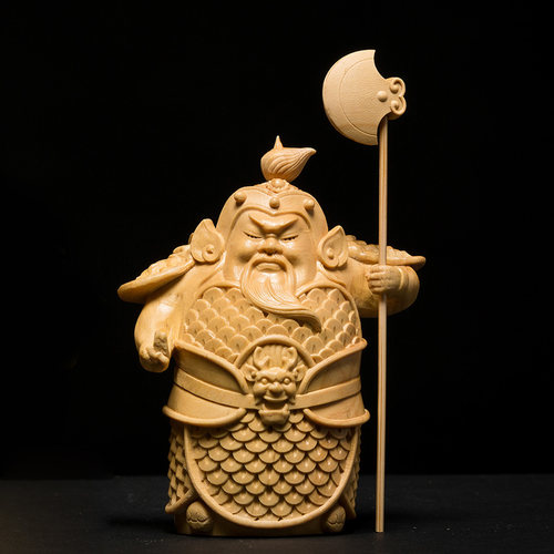 黄杨木雕中式客厅雕刻工艺品家居风水人物文玩小摆件哼哈二将门神 - 图2