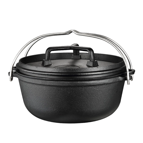 Campingmoon Campingmoon Outdoor Открытый лагерь чугунный голландский горшок с портативной жареной жареной горшок Три куски и горшок на гриле