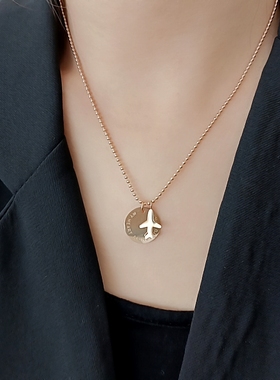 轻奢小众高级感飞机多女钛钢挂坠