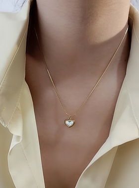 韩风小众气质甜美ins女桃心贝母