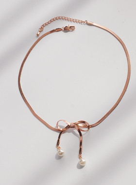 蝴蝶结项链女锁骨链潮脖子饰品