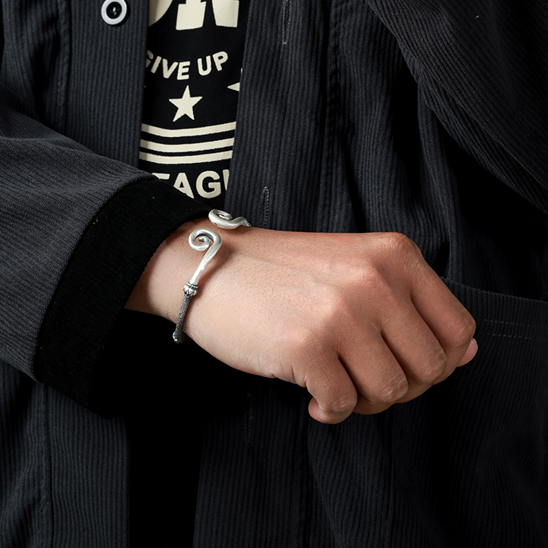 紧箍咒银手镯男实心999纯银黑神话悟空金箍棒足银首饰送男友礼物 - 图1