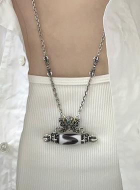 藏式s925银大鹏鸟吊坠天珠转动