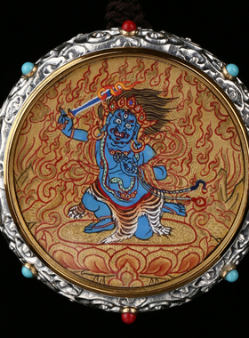 高档项链唐卡纯银手绘本命佛吊坠