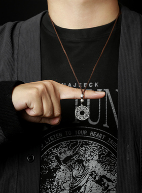 古法五帝钱吊坠纯银福字平安扣