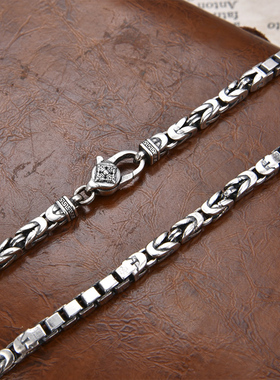 盒子链纯银平安纹项链复古高级感