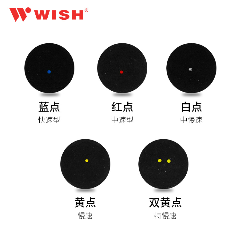 WISH伟士壁球专业比赛双黄点WS-100白点 红蓝点初学者壁球训练球 - 图2