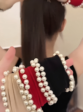 珍珠面膜发圈女2026新款高弹力发绳耐用扎马尾头绳高级感百搭皮筋