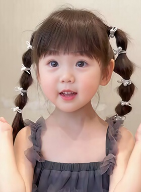 珍珠蝴蝶结发圈女童头绳头饰
