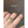 NITIN HUANG925 silver rectangular right angle flat red blue green nano retro ins trend female ring