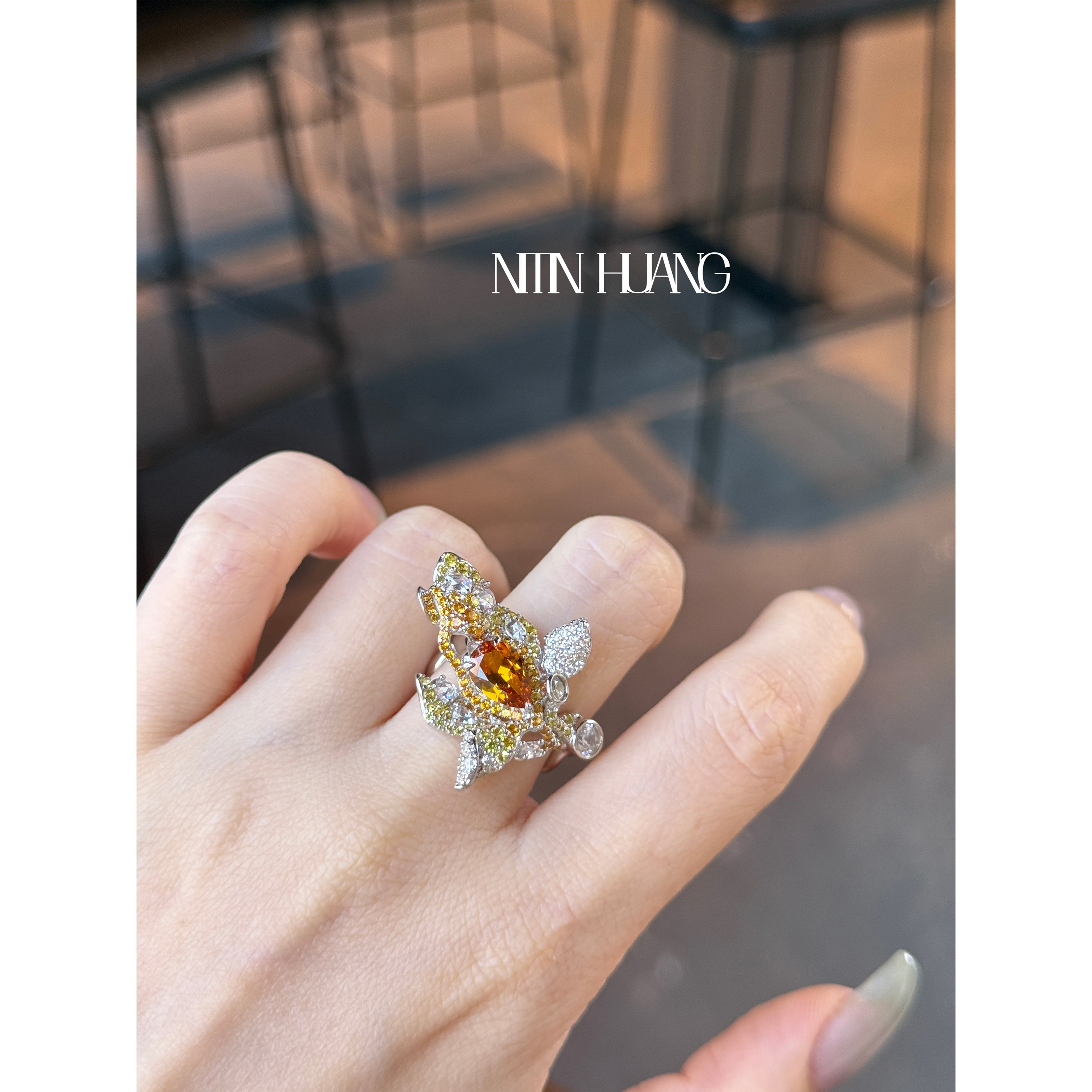 NITINHUANG cultured sapphire flower ring