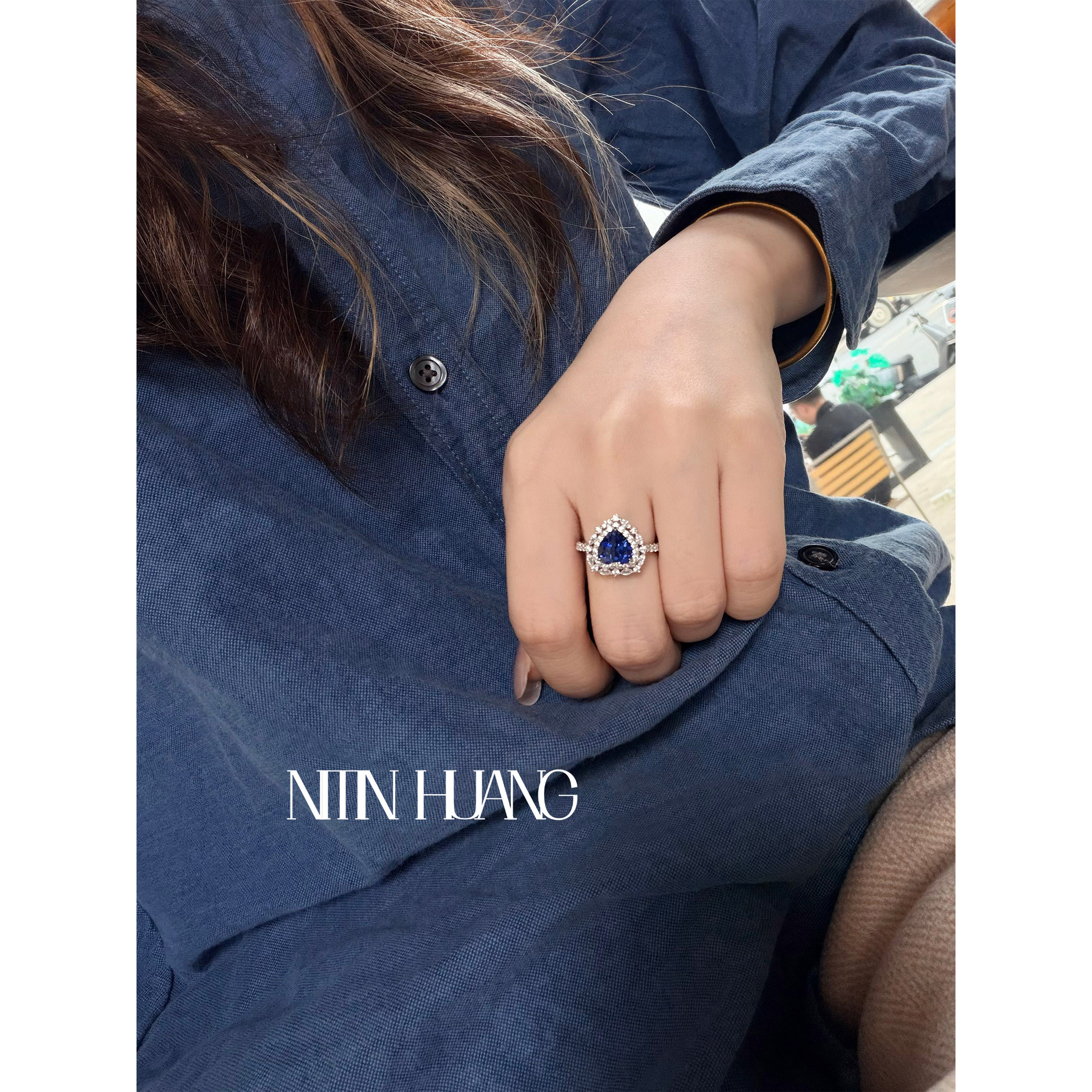 Cultured Sapphire Heart Ring 2ct