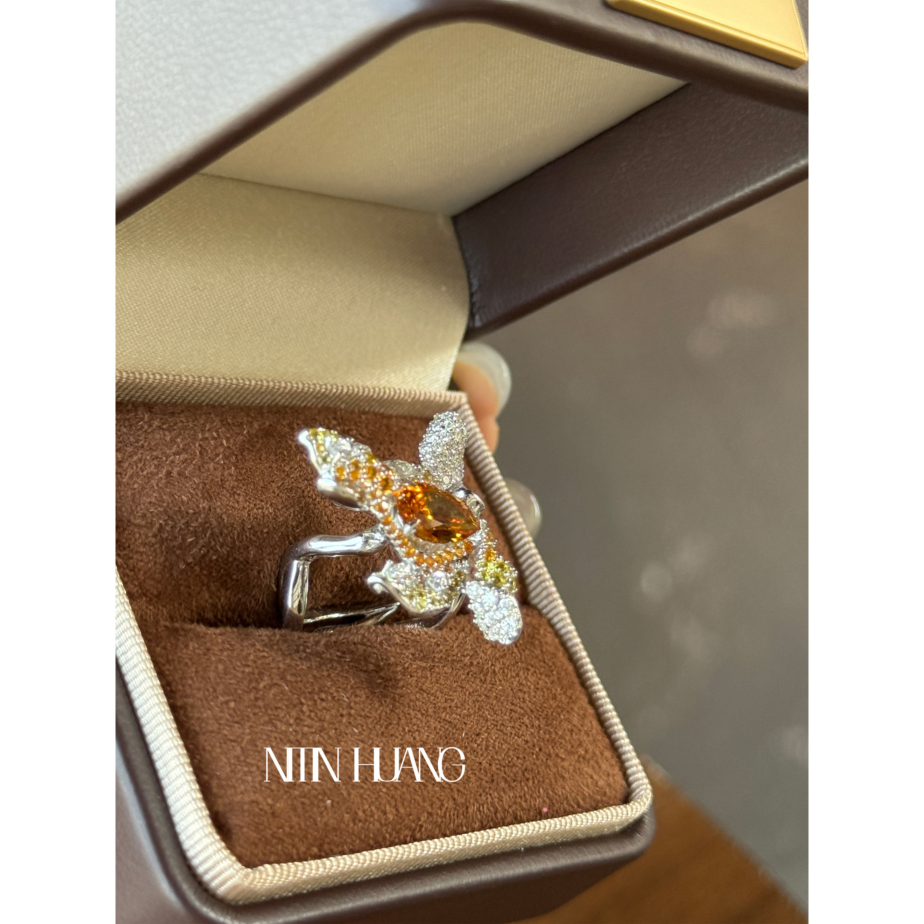 NITINHUANG cultured sapphire flower ring