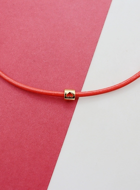 KS欧美时尚镀金红色皮绳女士项链颈链锁骨链精致气质优雅