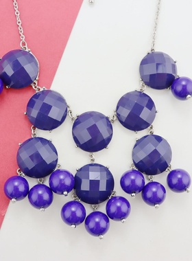 FY老货欧美复古蓝紫色圆球项链时尚百搭个性高级轻奢独特vintage