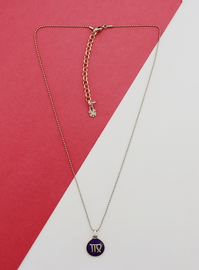 LK欧美复古做旧紫色十二星座吊坠项圈时尚百搭个性项链