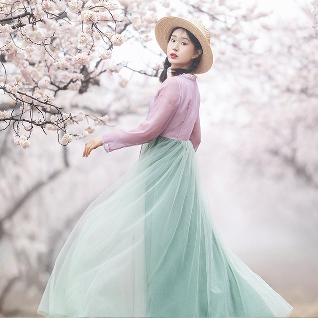 Chinese element Chinese style dress women's summer mesh skirt fairy