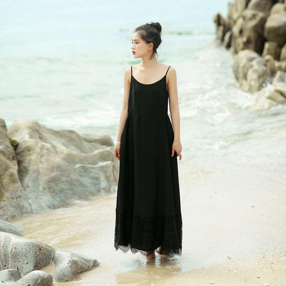 棉麻记吊带 A字裙2025夏新款蕾丝宽松内搭长裙子显瘦无袖连衣裙女,淘宝优惠券,粉丝福利购,淘宝优惠卷