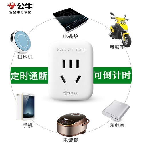 公牛定时器插座智能开关控制器订时控机械式电动车防过充自动断电 - 图1
