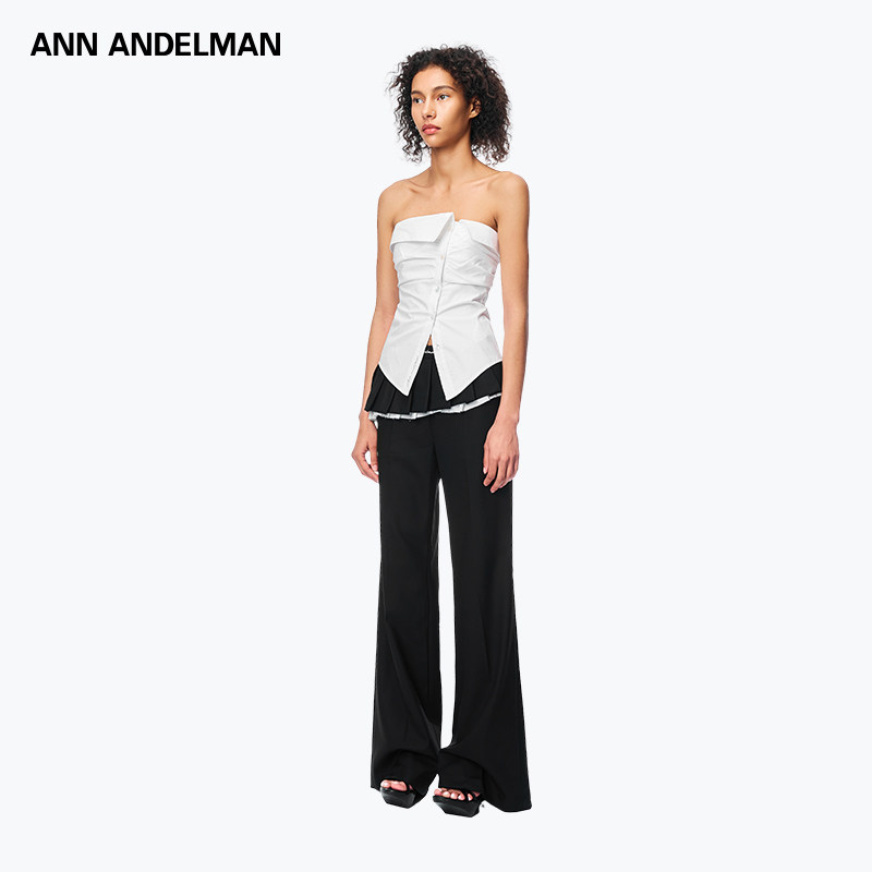 【痞幼同款】ANN ANDELMAN白抹胸背心一字肩上衣开衫解构衬衫外穿,淘宝优惠券,粉丝福利购,淘宝优惠卷