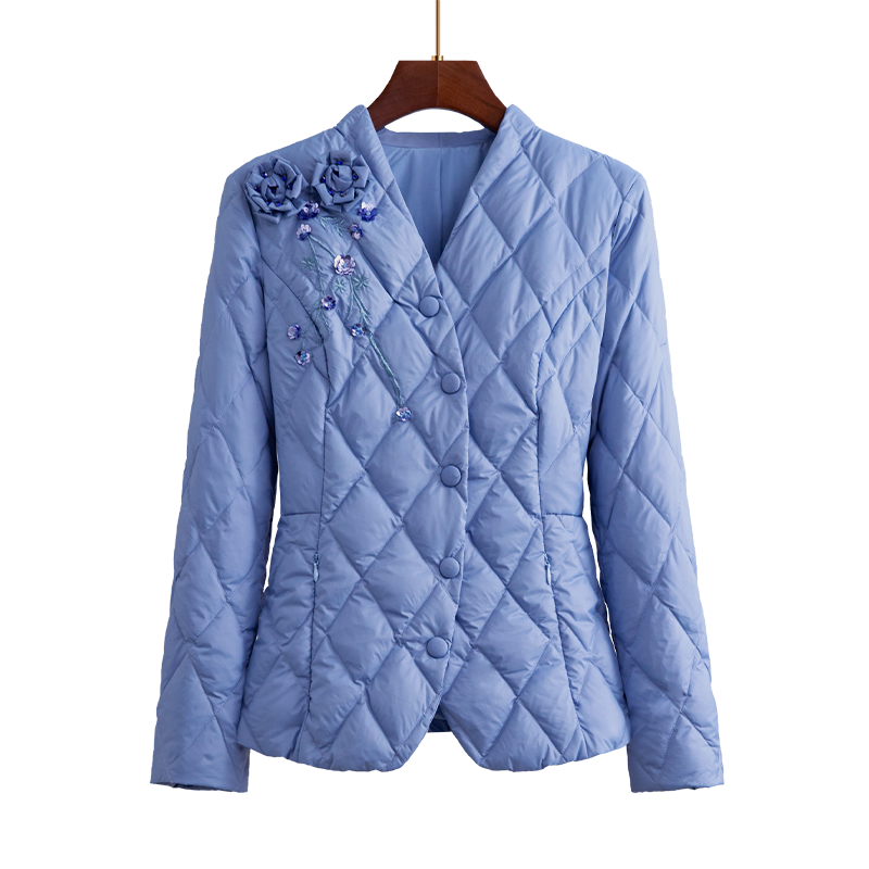 刺绣钉珠菱格90白鸭绒羽绒服女气质轻薄短款羽绒衣外套保暖2025冬,淘宝优惠券,粉丝福利购,淘宝优惠卷