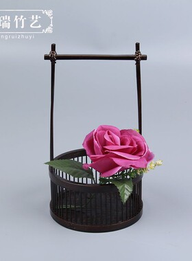祥瑞竹艺小原花器藤编日式手工