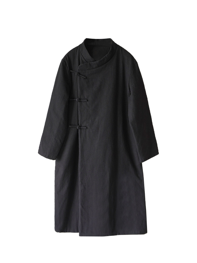 秋冬男士新款中式复古棉麻斜襟唐装棉衣青年潮流中长款纯色棉袍,淘宝优惠券,粉丝福利购,淘宝优惠卷