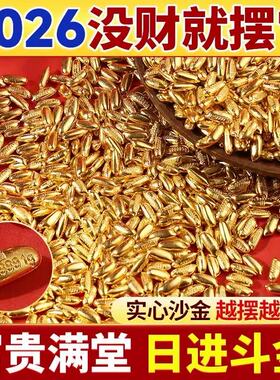 财运黄金米沙金米粒沙金小元宝招财进宝黄铜米聚宝盆里放的东西