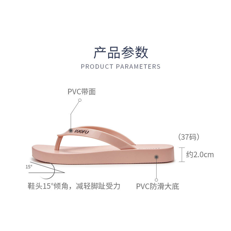 luofu罗敷新款人字拖女平底时尚外出防滑夹脚沙滩海边室内凉拖鞋 - 图0