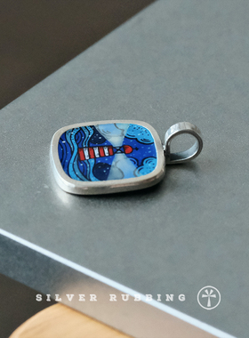 银拓灯塔项链99纯银高温珐琅饰品