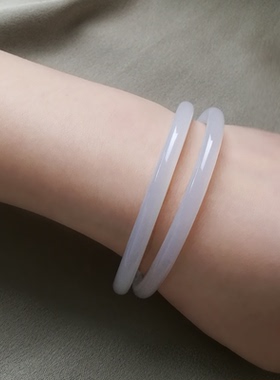 天然冰种玉髓手镯细条圆条