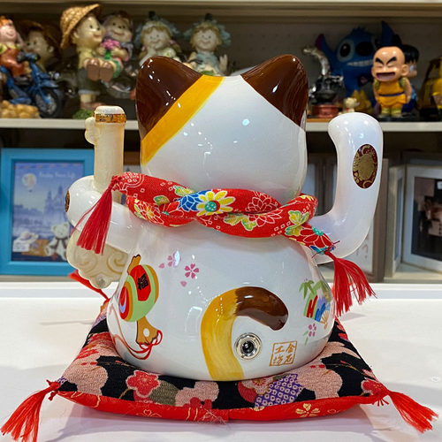 金石工坊家内平安电动招手右手摇招财猫陶瓷摆件新房乔迁大吉礼品 - 图1