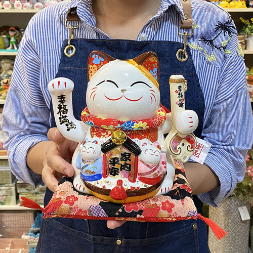金石工坊家内平安电动招手右手摇招财猫陶瓷摆件新房乔迁大吉礼品 - 图3