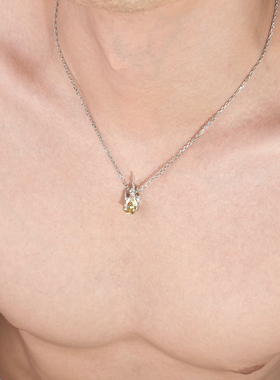 男女同款925纯银项链香槟色莫桑石火焰吊坠正品D色5A带证高端礼物