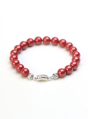 通用朱砂纯银原创手链