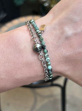 男士女士天然海水珍珠手链大溪地孔雀绿炫彩黑巴洛克螺纹精品独珠