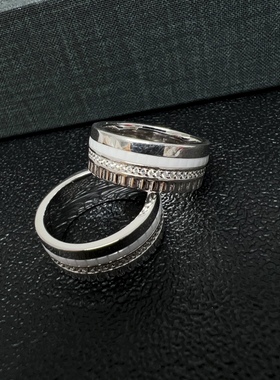 雨熙家意大利定制通体纯银白陶瓷戒指