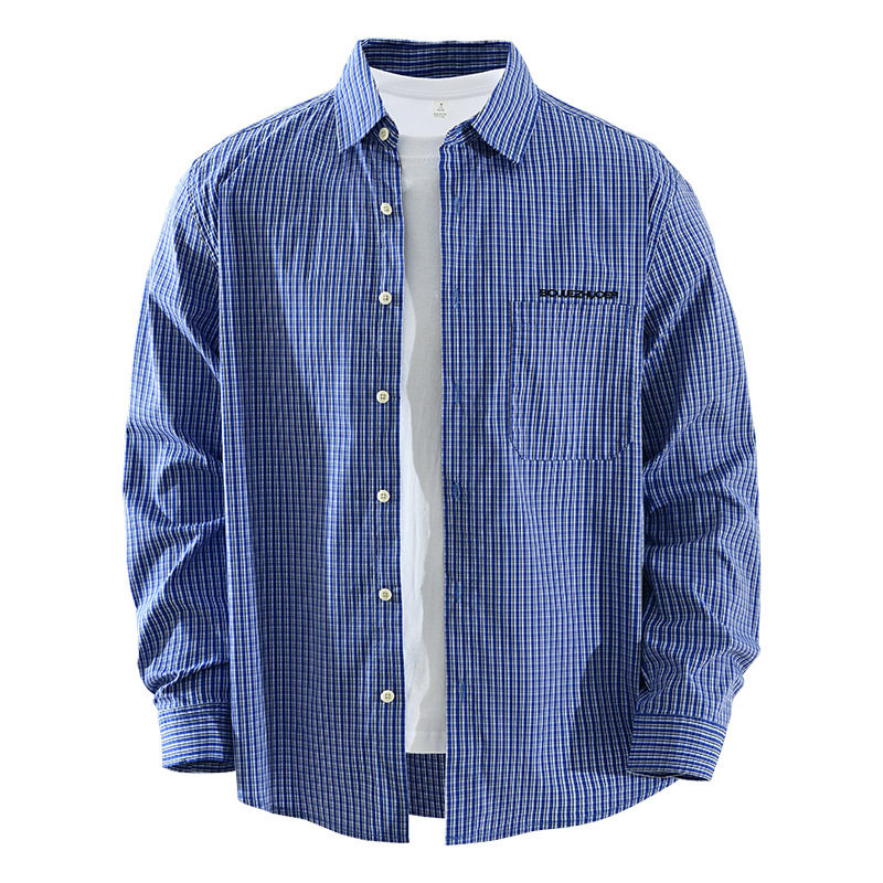 日系潮流格子长袖衬衫男士时尚百搭文艺休闲宽松上衣翻领衬衣7721,淘宝优惠券,粉丝福利购,淘宝优惠卷