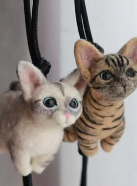 羊毛毡Q版可爱猫咪全身挂件定制