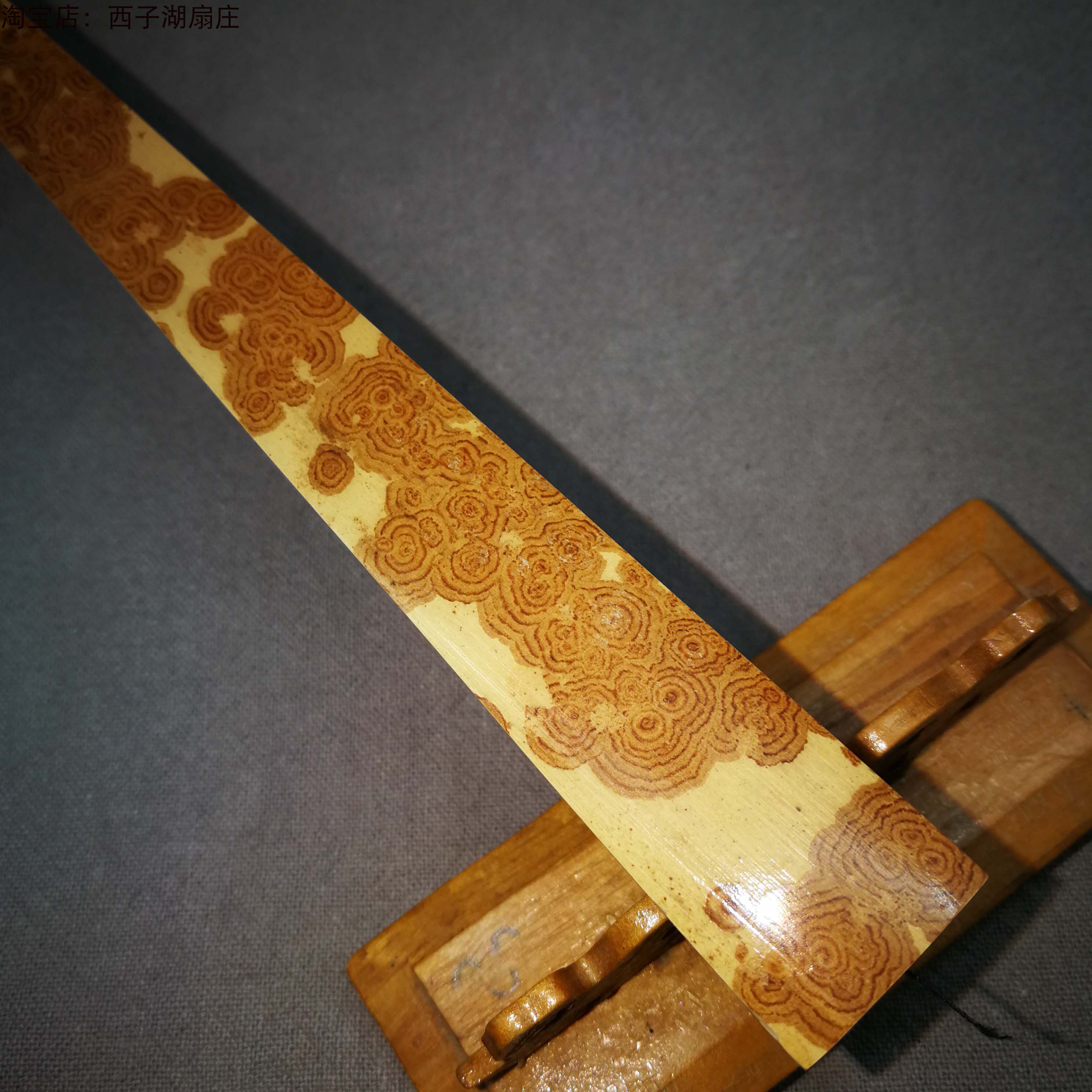 9.5寸老湘妃折扇和尚头蜡底精工湘妃竹扇子玉竹骨苏工文玩收藏礼