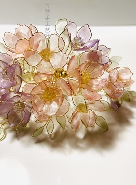 古风手工造花液树脂日常和服发冠