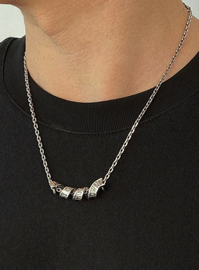 纯银缎带男款个性项链个性