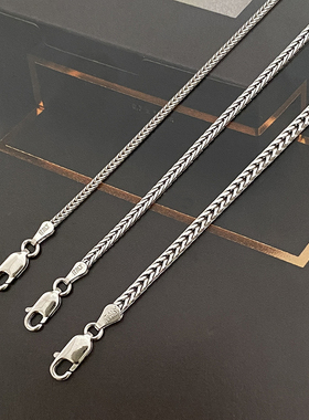 纯银意大利方形肖邦链男士锁骨链