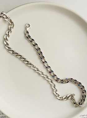 纯银古巴链男款项链小众设计感