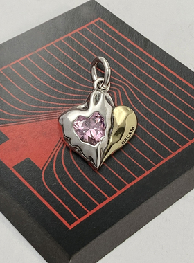 纯银拼接心形宝石男项链心中有梦