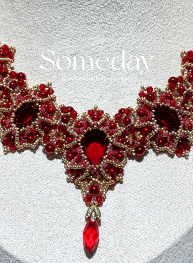 卢浮宫新年红串珠项链材料包保色显白送女友闺蜜生日礼物可定制